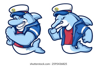 Swimming with Pride Navy set Dolphin Mascot Design