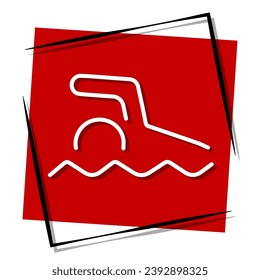 swimming red banner in frame. Vector illustration.