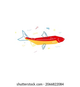 Swimming Red Fish, Cartoon Vector Illustration