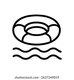 Swimming ring afloat on wavy water illustration design element