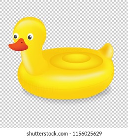 Swimming Ring Duck Transparent Background With Gradient Mesh, Vector Illustration