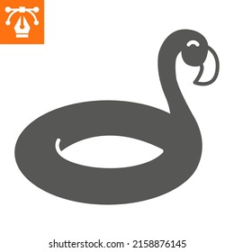 Icono sólido de flamingo de anillo de natación, icono de estilo de glifo para sitio web o aplicación móvil, float de salvavidas y flamingo, icono vectorial de anillo de nado, ilustración vectorial simple, gráficos vectoriales con trazos editables.