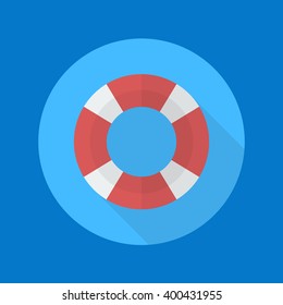Swimming ring flat icon with long shadow