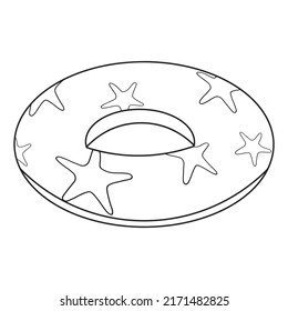 Swimming ring outline icon. Inflatable ring decorated with starfish. Attributes for summer holidays. Vector illustration.illustration.