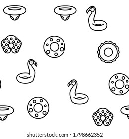 Ilustración De Línea Delgada Del Vector Del Anillo De Natación Y Del Colchón