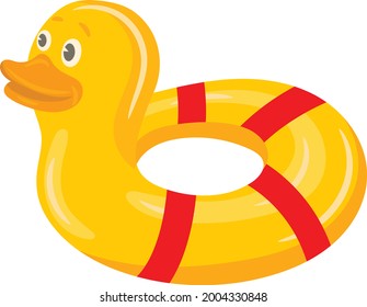 Swimming ring in shape of duck cartoon vector art and illustration