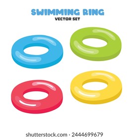 Swimming ring vector in cartoon style. Inflatable float, inflatable pool float clipart. Water lifebuoy or saver. Summer element. Hello summer concept.  Flat vector isolated on white background.