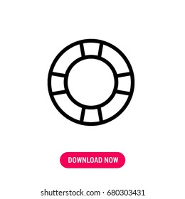 Swimming ring vector icon, The outline symbol of a lifebuoy. Simple, modern flat vector illustration for mobile app, website or desktop app   