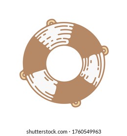 swimming ring vector isolated illustration in vintage engraving style. swimming equipment, save drowning sinking people, safety measure, pool and beach, water activities
