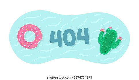 Swimming rings for party vector empty state illustration. Editable 404 not found page for UX, UI design. Flat spot image on colorful background. Web error flash message. Fredoka One Regular font used