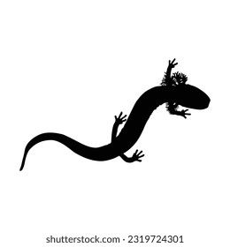 Swimming Salamander Silhouette. Good To Use For Element Print Book, Animal Book and Animal Content