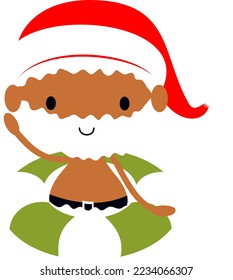 Swimming Santa. Cute Father Christmas beach holiday ocean pool cartoon vector illustration