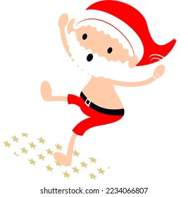 Swimming Santa. Cute Father Christmas holiday beach ocean pool cartoon vector illustration