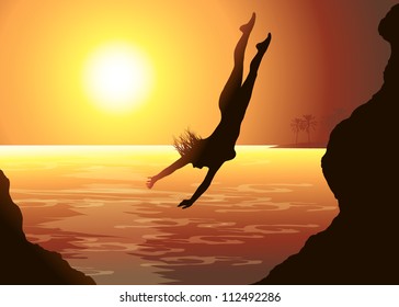 Swimming up at the sea