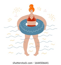 swimming in the sea flat illustration vector