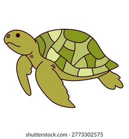 swimming sea turtle showing intricate shell pattern and large flippers