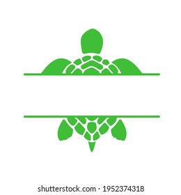 Swimming sea turtle text box vector Leave space for text. Isolated on white background