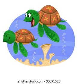 Swimming Sea Turtles