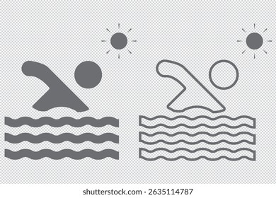 Swimming in the sea vector icon set illustration. Swim in water for leisure during summer holiday symbol EPS 10