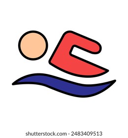 Swimming set icon. Person swimming, water sport, aquatic activity, fitness, swimming pool, exercise, health, athlete, recreation, swim stroke.