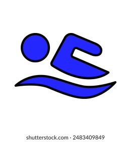 Swimming set icon. Person swimming, water sport, aquatic activity, fitness, swimming pool, exercise, health, athlete, recreation, swim stroke.