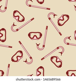 Swimming set minimal pattern - vector simple texture made with mask and goggles. Background with summertime holidays symbols. Seamless pattern for textile, web design, surface textures, banner