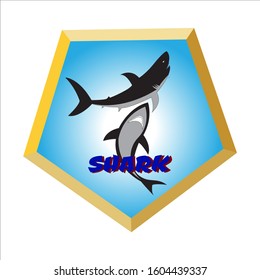 Swimming up shark logo design inspiration