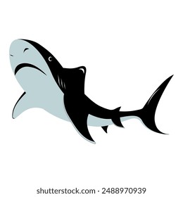 Swimming shark logo vector icon illustration for banner label icon poster design