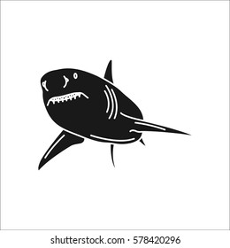 Swimming shark symbol simple silhouette icon on background