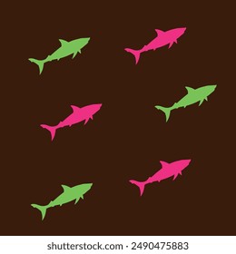 tiburones nadadores en rosa y verde