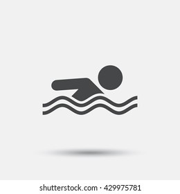 Swimming sign icon. Pool swim symbol. Sea wave. Flat swimming web icon on white background. Vector