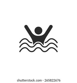Swimming sign icon. Sea wave