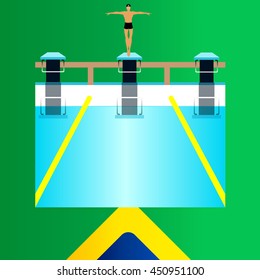 swimming sign on green back ground 
