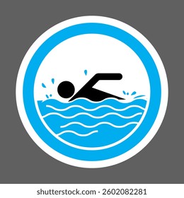 Swimming sign vector illustration, Swimming area icon isolated,  Swim zone icon, swimming allowed, allowed swimming sign vector, information sign. swim symbol isolated. swim zone vector sign