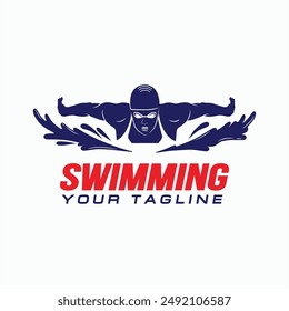 Swimming Silhouette Logo design vector