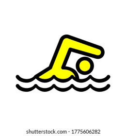 Swimming silhouette vector icon fit for swimming pool icon, swimming safe area, summer icon and etc 