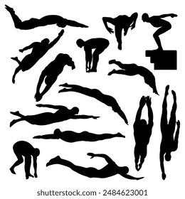 Swimming Silhouettes Collection, swimming logo set