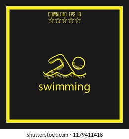 swimming sketch vector icon