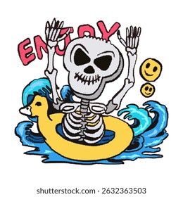 SWIMMING SKULL DESIGN USING DUCK BUOY VECTOR FILE - COOL DESIGN AND SUITABLE FOR YOUR DESIGN NEEDS