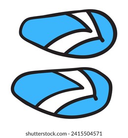 Swimming slippers. Flat design. Vector hand drawn illustration.