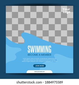 Swimming Social Media Post Template Design