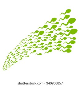Swimming Sperm Competition vector illustration. Style is eco green flat objects, white background.