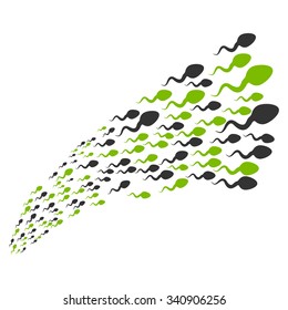 Swimming Spermatozoid Source vector illustration. Style is eco green and gray bicolor flat objects, white background.
