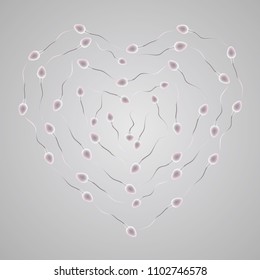 Swimming sperm,Form the shape of the heart-shaped.Background is gray.