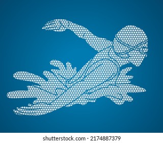 Swimming Sport Female Swimmer Action Cartoon Graphic Vector
