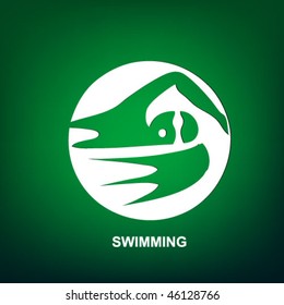 swimming sport icon on the green background