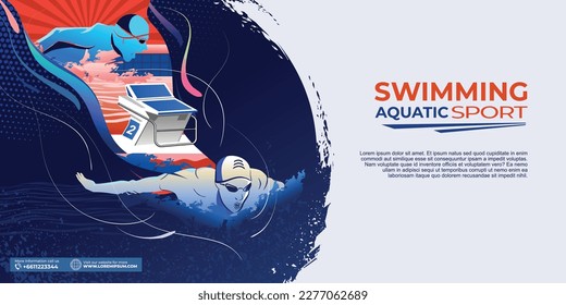 Swimming Sport Illustration Vector. Swimming Background for banner, poster, and flyer