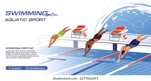 Swimming Sport Illustration Vector. Swimming Background for banner, poster, and flyer - Shutterstock ID 2277062691