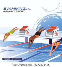 Swimming Sport Illustration Vector. Swimming Background for banner, poster, and flyer