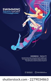 Swimming Sport Illustration Vector. Swimming Background for banner, poster, and flyer